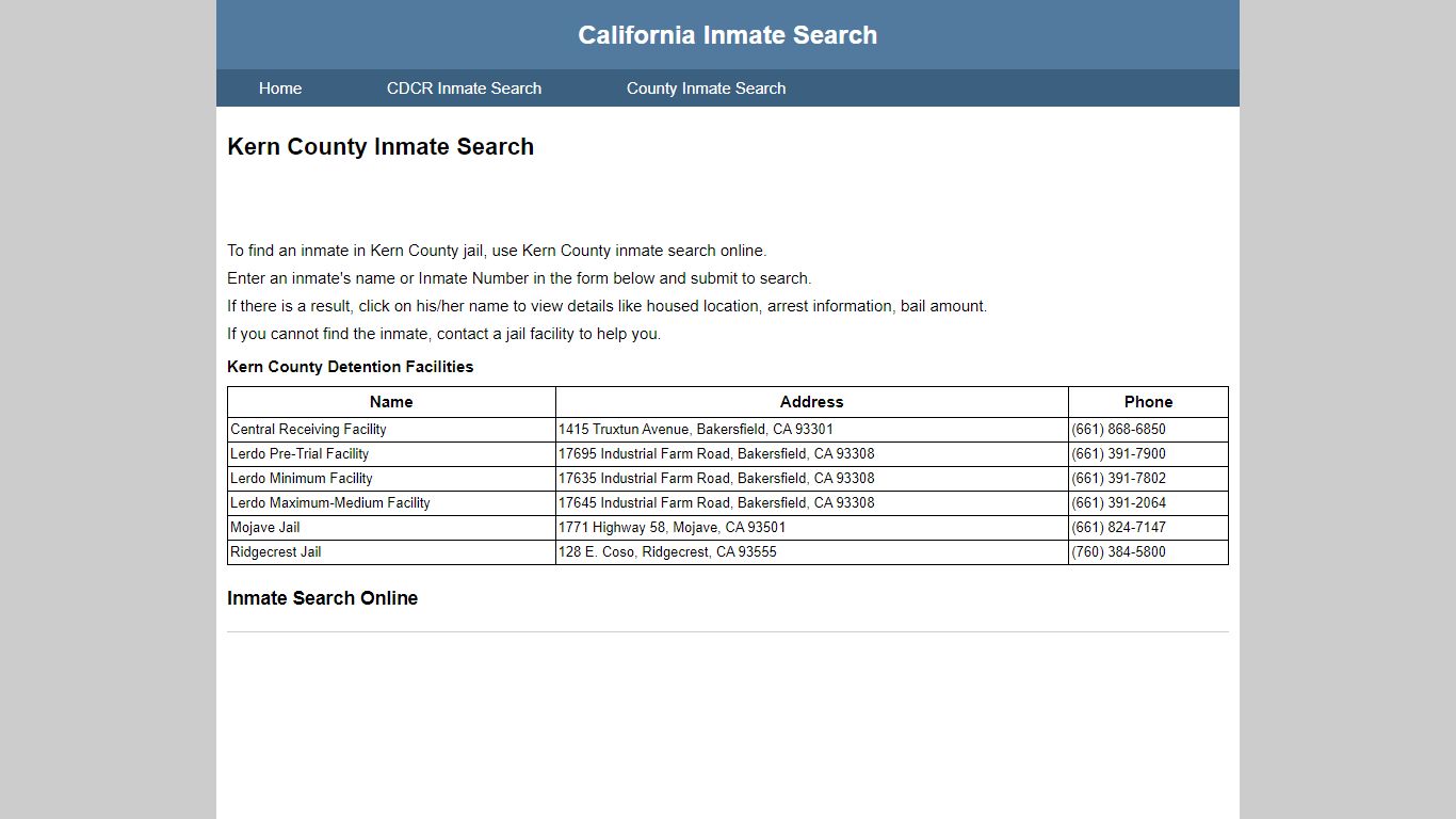 Kern County Inmate Search